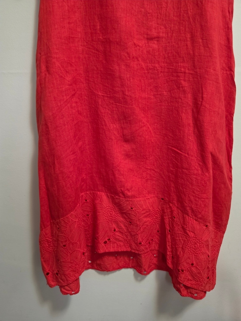 Rosemarine Red 100% Linen Eyelet Hem Tunic Dress Size Large - Picture 3 of 10